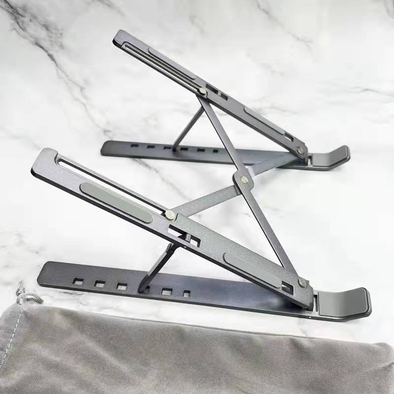 Stand d\'ordinateur portable Tablette Alliage d\'aluminium Stand d\'ordinateur Pliant Support de bureau Vertical Moniteur Stand de refroidissement
